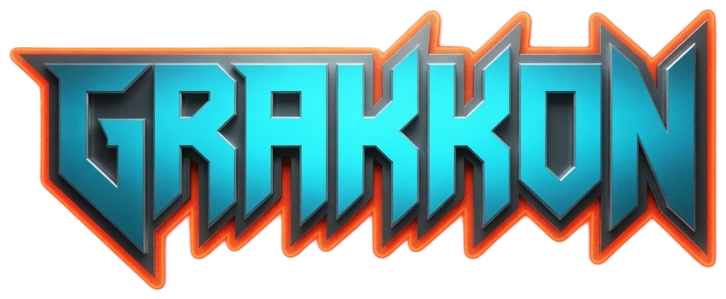 GRAKKON marquee decal — the wordmark logo, taped in as a specimen